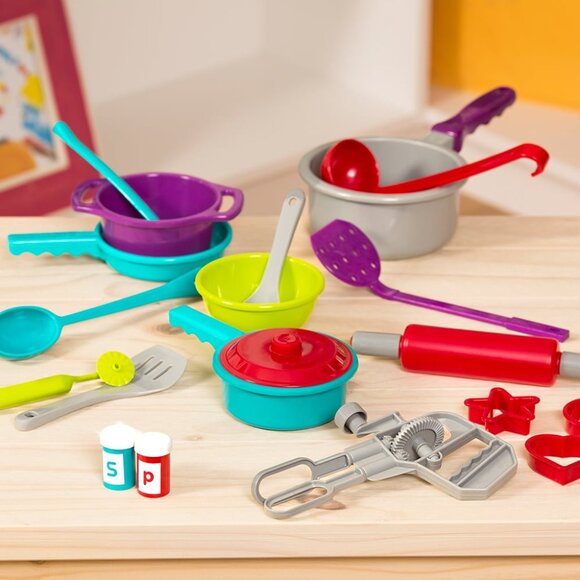 Battat - Pretend Cooking Set 21 Pieces & Storage Bin  For  Age 3+ New Sealed - Picture 9 of 15